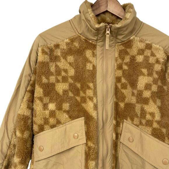 JOYLAB NWT Faux Fur Lightweight Jacket Brown Tan Size Small Pockets Zip Front - Picture 2 of 5